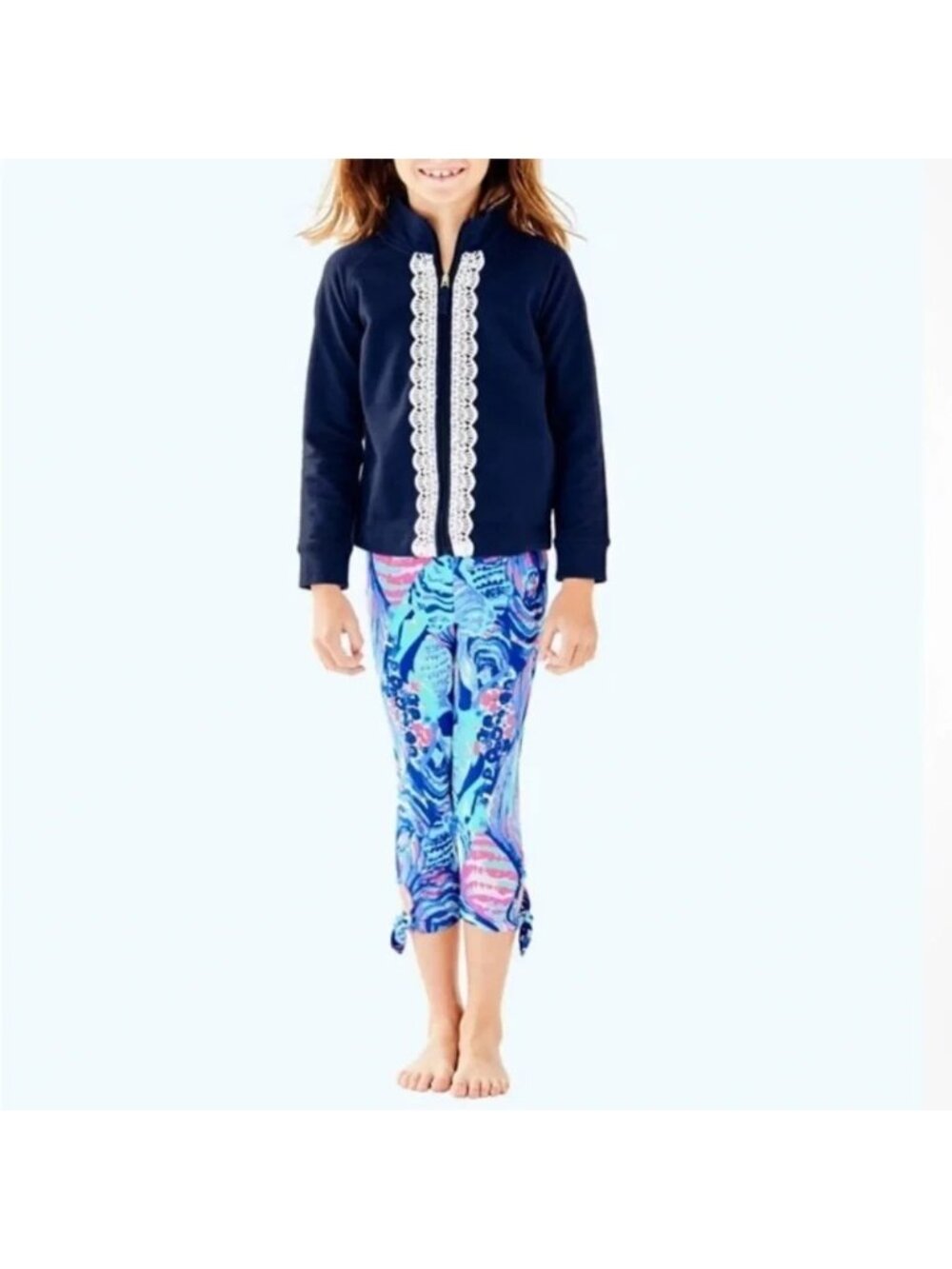 Lilly Pulitzer XL 12-14 Girls' Maia Leggings Twilight Blue Scale Up